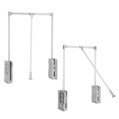 Aluminum Pull Down Closet Rod, Closet Hanging Rod, Large Retractable Hanger Soft Return Storage System with Telescoping Handle and Mounting Hardware for Space Saving (Size : (450-600 mm) 17.7-23.6in)