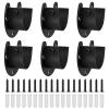 6 Pack Closet Rod Bracket, 1-1/4 Closet Rod Holders Pole Sockets, Stainless Steel Support Shower Rod Holder Wardrobe, Black view 1