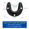 6 Pack Closet Rod Bracket, 1-1/4 Closet Rod Holders Pole Sockets, Stainless Steel Support Shower Rod Holder Wardrobe, Black view 2