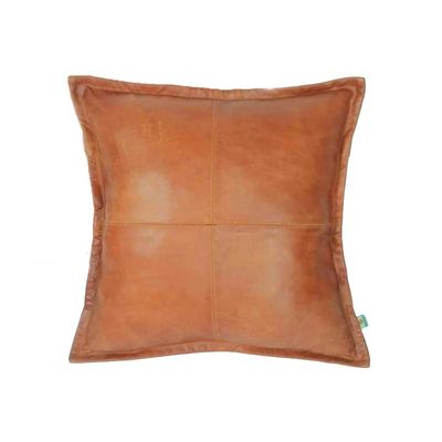 Azrah Traders Lambskin Leather Pillow Cover - Sofa Cushion Case - Decorative Throw Covers for Living Room & Bedroom, 18x18 Inches - Gold Beige Box Pack of 1