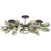26" Triple Candle Holder with Frosted Foliage and Berries Christmas Decor view 1