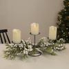 26" Triple Candle Holder with Frosted Foliage and Berries Christmas Decor view 3