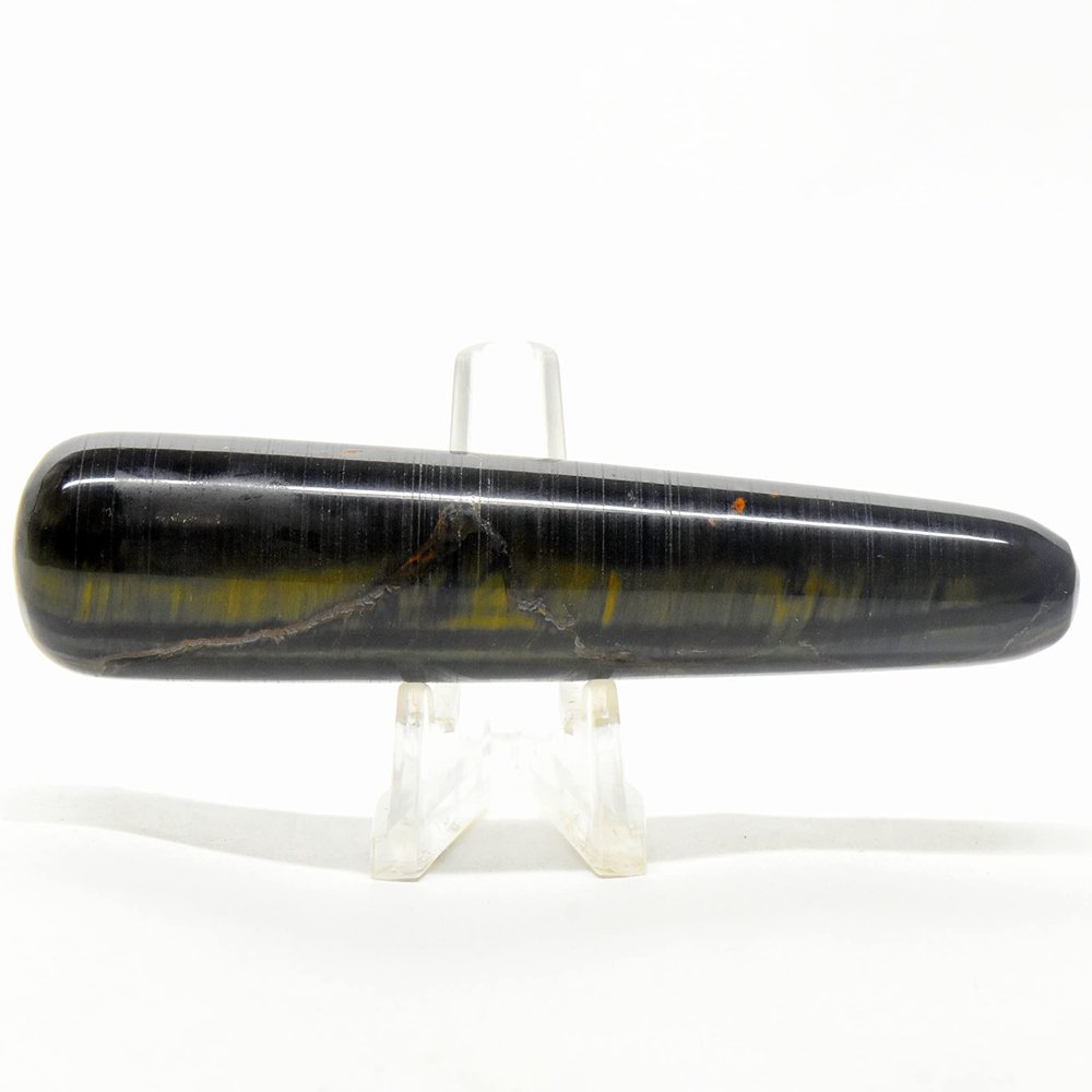 4.3" Golden Blue Tiger's Eye Massage Wand Natural Chatoyant Crystal Point Polished Mineral Hawks's Eye Gemstone Stick - S. Africa