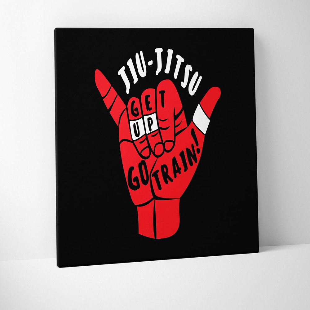 Damdekoli Get Up Go Train Poster - Wall Art Brazilian Jiu Jitsu BJJ - Motivational - Martial Arts - Jujitsu (11 x 14 Inches - Canvas)