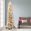 Puleo International 6.5 ft Pre-Lit Flocked Pine Pencil Artificial Tree view 2