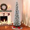 Puleo International 6.5 ft Pre-Lit Flocked Pine Pencil Artificial Tree view 3