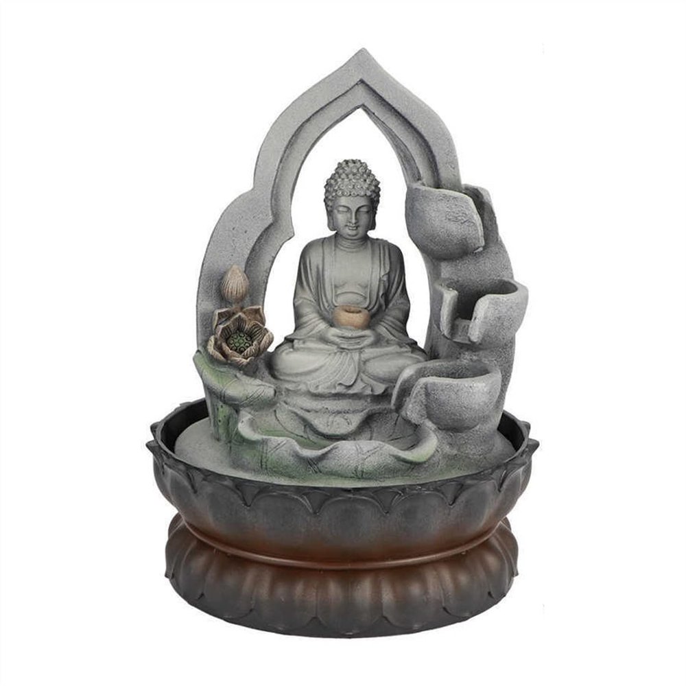 Rocky Falls Indoor Tabletop Water Fountain LED Resin Buddha Desktop Fountain Decoration Desktop Ornaments Home Office Desk Ornaments Fountain Serene Rock Water Feature Indoor Relaxation Fount