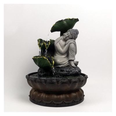 Rocky Falls Indoor Tabletop Water Fountain Hand-made Sitting and Reclining Buddha Statues, Running Water, LED Fountains, Zen Living Room, Feng Shui, Water Features, Home Crafts Serene Rock Water Featu