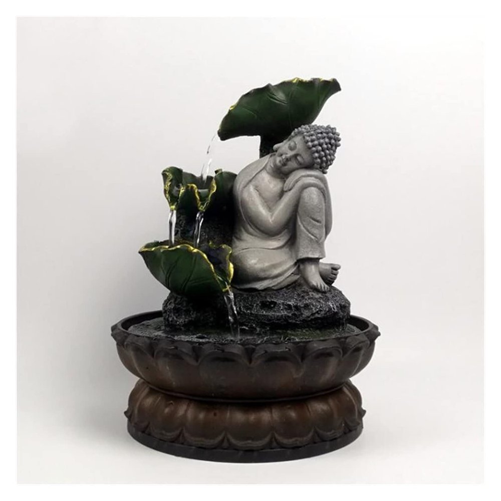 Rocky Falls Indoor Tabletop Water Fountain Hand-made Sitting and Reclining Buddha Statues, Running Water, LED Fountains, Zen Living Room, Feng Shui, Water Features, Home Crafts Serene Rock Water Featu