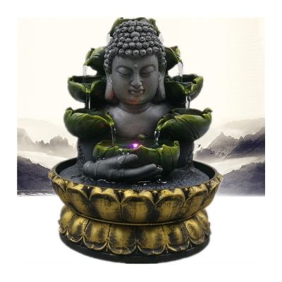 Rocky Falls Indoor Tabletop Water Fountain Desktop Fountain Creative Home Decoration Resin Water Waterfall LED Fountain Buddha Lucky Feng Shui Ornaments Landscape Decoration Ornaments Serene Rock Wate