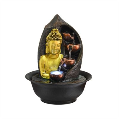 Rocky Falls Indoor Tabletop Water Fountain Desktop Fountain With LED Ball Office, Home Decoration Ornaments Lucky Feng Shui Fountain Indoor Waterfall Fountain Serene Rock Water Feature Indoor Relaxati