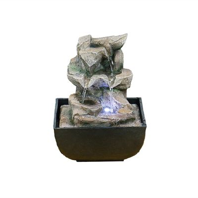 Desktop Fountain Waterfall Tabletop Fountain with LED Lights - 3-Step Rock Falls Indoor Waterfall Feature - Calming and Relaxing Water Sound Home Decor Zen Meditation Waterfall ( Color : B )
