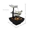 Desktop Fountain Waterfall Tabletop Water Fountain 3-Story Fountain Indoor Waterfall Desktop Fountain with Power Switch Automatic Water Pump with Reflective Lighting Zen Meditation Waterfall view 2