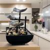 Desktop Fountain Waterfall Tabletop Water Fountain 3-Story Fountain Indoor Waterfall Desktop Fountain with Power Switch Automatic Water Pump with Reflective Lighting Zen Meditation Waterfall view 3