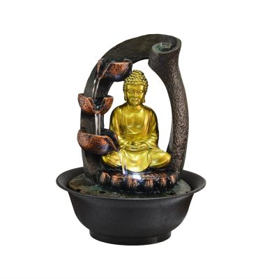 Desktop Fountain Waterfall Relaxation Waterfall Feature Water Fountain with LED Ball for Office, Home Decoration Lucky Feng Shui Fountain Fortune Furnishings Zen Meditation Waterfall ( Color : B )