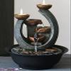 Rocky Falls Indoor Tabletop Water Fountain Multifunction Indoor Water Fountain and Candle Holders with LED Lights Three Tier Soothing Cascading Tabletop Fountains with Rocks Serene Rock Water Feature view 4
