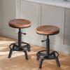 BOKKOLIK Set of 2-Industrial Bar Stool-Counter Height Chairs- Swivel Wooden Seat- Adjustable 17.7-24inch view 1