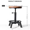 BOKKOLIK Set of 2-Industrial Bar Stool-Counter Height Chairs- Swivel Wooden Seat- Adjustable 17.7-24inch view 2
