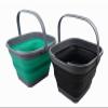 SAMMART 10L (2.6 Gallon) Set of 2 Collapsible Rectangular Handy Basket/Bucket (Bluish-Green + Black, 2) view 1