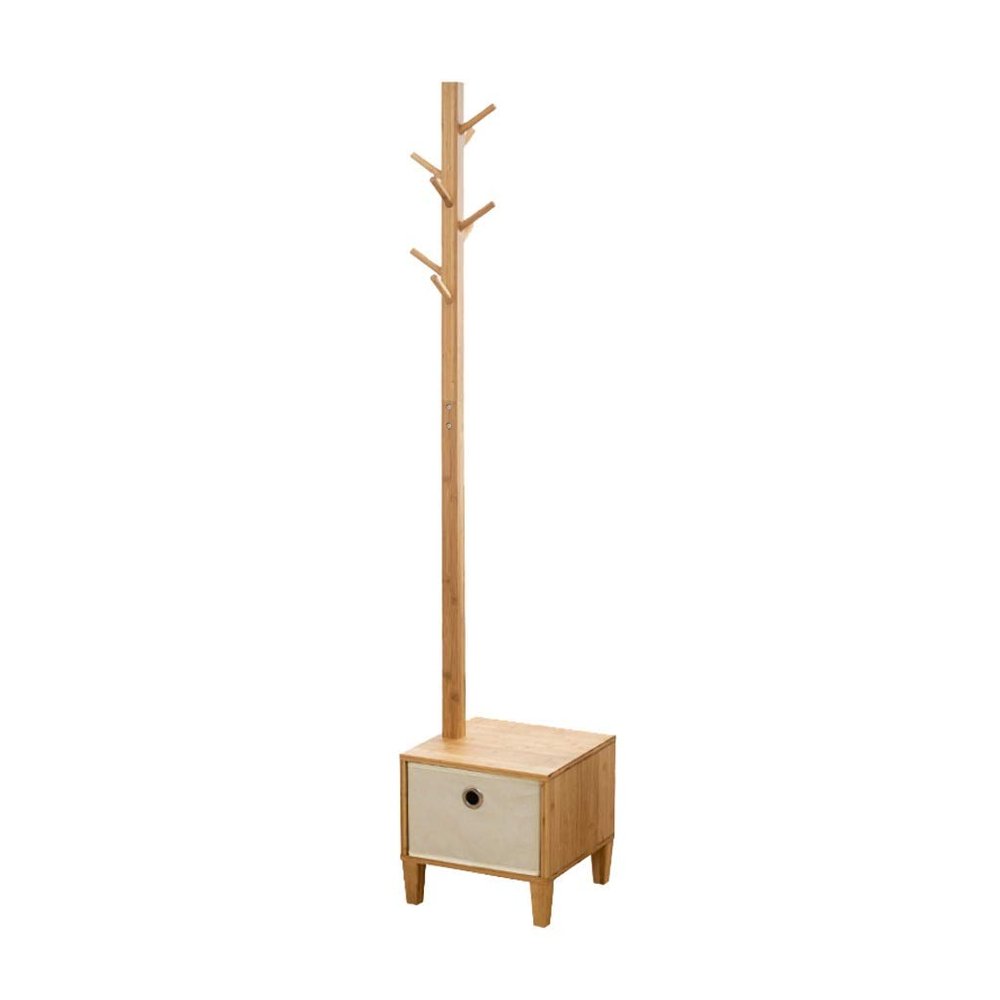 Coat Stand Coat Rack Tree Creative Tree Shaped Bamboo Coat Rack with Cabinet Multifunction Hanger Floor Standing Coat Stand Bedroom Office Hallway