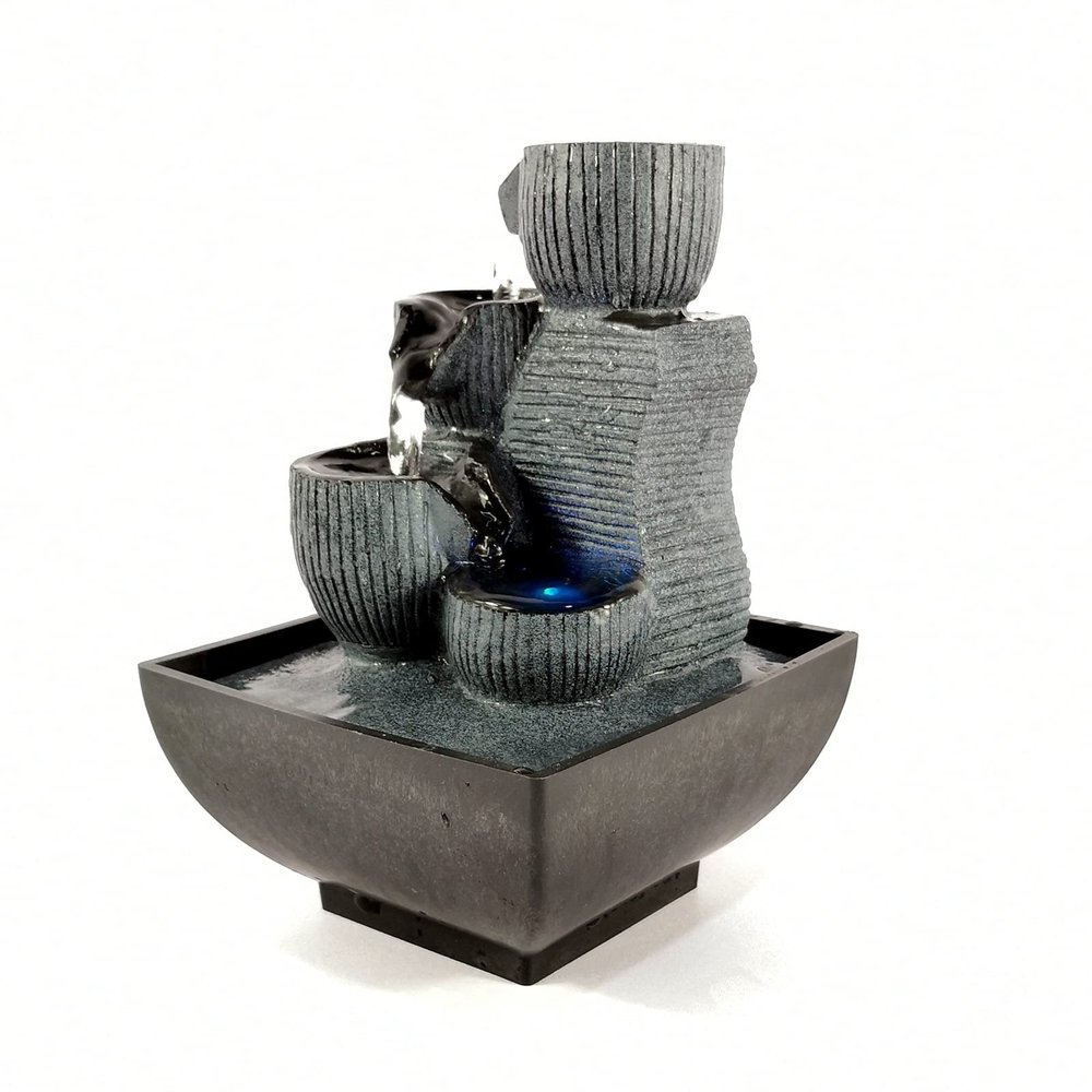 Desktop Fountain Waterfall Indoor Fountain LED Flowing Water Desktop Fountains Wealth Good Lucky Feng Shui Desktop Decorations Zen Meditation Yoga Peaceful Ornaments Zen Meditation Waterfall