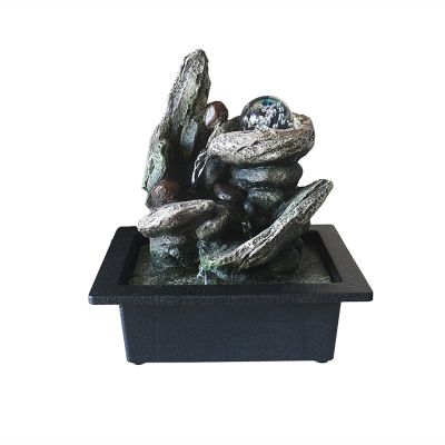 Desktop Fountain Waterfall Lucky Wealth Feng Shui Ornaments Flowing Water Sound Desktop Waterfall Fountain Simulation Rockery Waterfall Home Decorations Zen Meditation Waterfall ( Color : B )