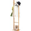 Coat Stand Free Standing Wood Coat Stand, Bamboo Coat Rack, with 4 Hooks and 1 Tiers Storage Shelf, for Hallway Entryway Hats Scarves Bedroom Office Hallway view 1