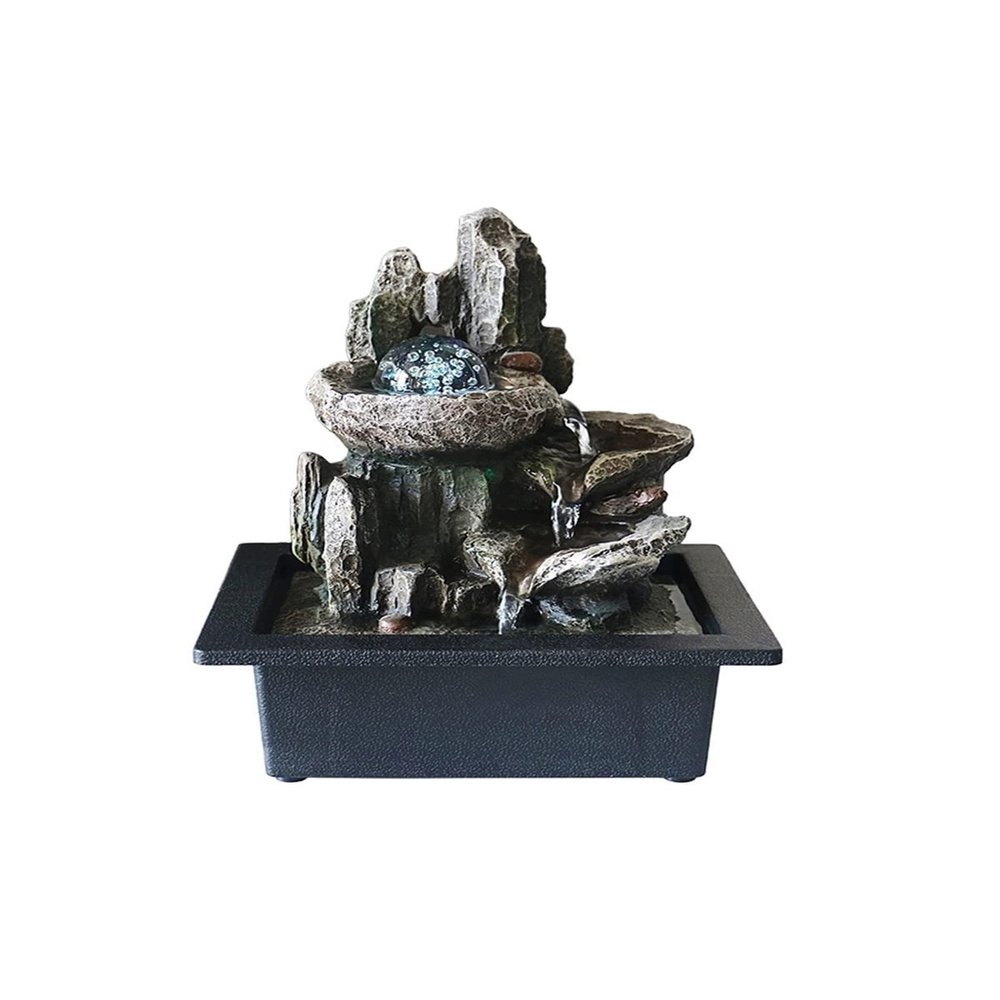 Rocky Falls Indoor Tabletop Water Fountain Desktop Fountain Indoor Fountain Wealth Feng Shui Decorations Flowing Water Sound Desktop Waterfall Fountain Simulation Rockery Waterfall Home Decoration Ser