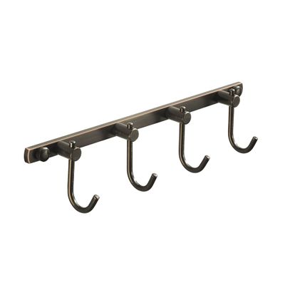 WINCASE Bronze Towel Hooks, Bathroom Rail Hook Rack Wall Mounted, Antique Oil Rubbed Brass Cloth Coat Rack with 4 Hooks Farmhouse