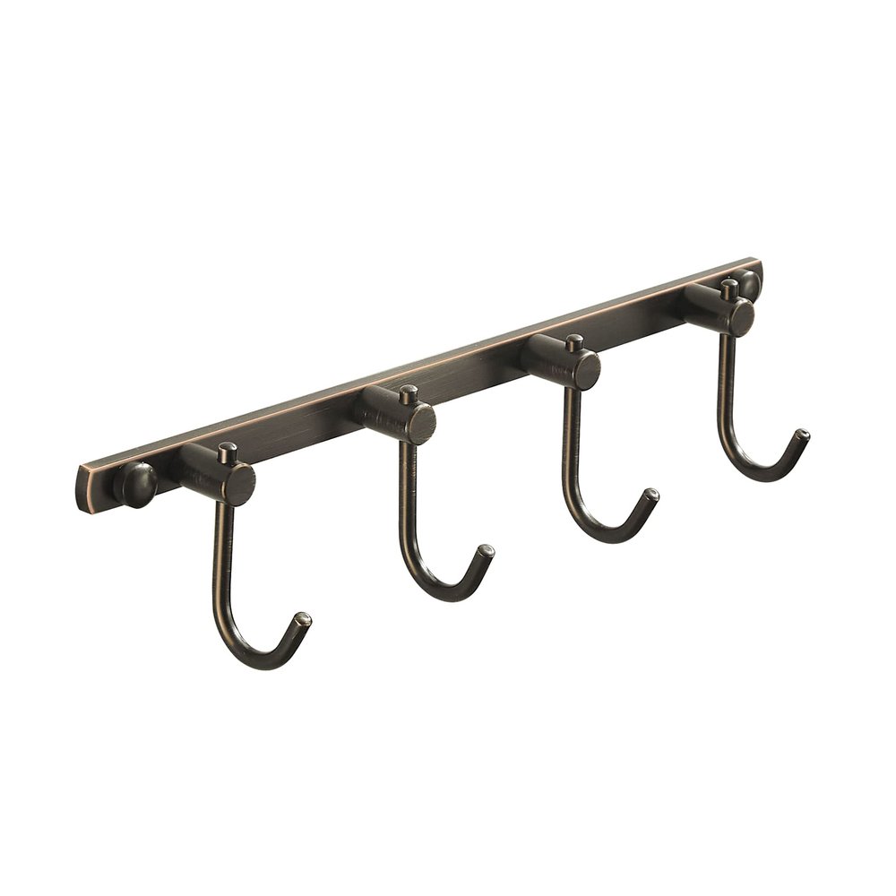 WINCASE Bronze Towel Hooks, Bathroom Rail Hook Rack Wall Mounted, Antique Oil Rubbed Brass Cloth Coat Rack with 4 Hooks Farmhouse