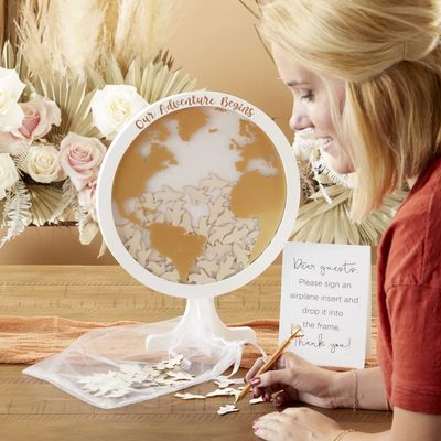 Kate Aspen Wedding Guest Book Alternative, One Size, Globe/Airplanes