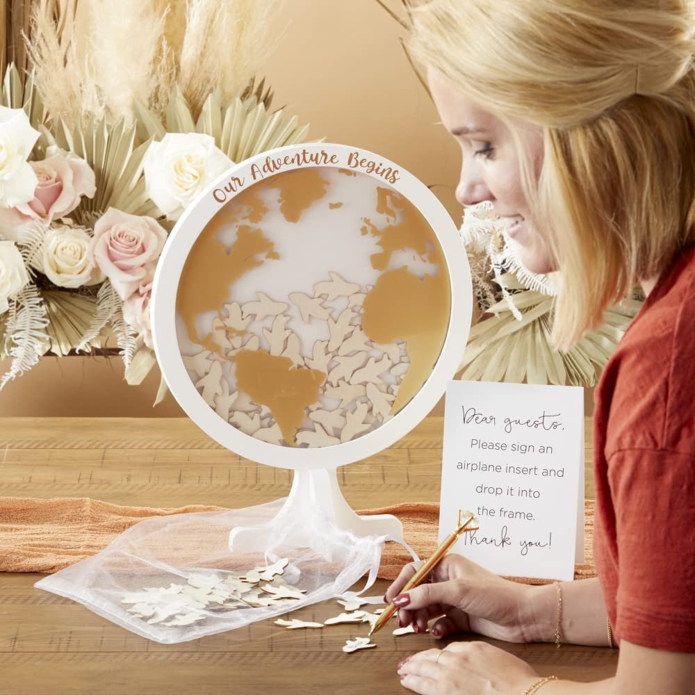 Kate Aspen Wedding Guest Book Alternative, One Size, Globe/Airplanes