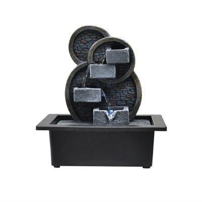 Desktop Fountain Waterfall Tabletop Fountain Multi-Colored LED Lights Perfect Size for Home Office Soothing Cascading Water Sounds Tiered Desktop Features Zen Meditation Waterfall ( Color : E )