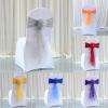 MYS QiQi Pack of 100 Flowers Organza Stretch Chair Sashes, for Wedding Party Chair Cover Decoration, Spandex Stretch Chairs Bands (100 PCS Silver Grey) view 2
