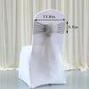 MYS QiQi Pack of 100 Flowers Organza Stretch Chair Sashes, for Wedding Party Chair Cover Decoration, Spandex Stretch Chairs Bands (100 PCS Silver Grey) view 3
