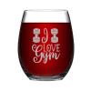 I love gym Wine Glasses Funny Stemless Wine Glass Laser Engraved Whiskey Glass Shot Glass Unique Novelty Idea for Him, Her, Mom, Wife, Boss,15 oz view 1