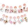 13 Pcs Boho Rainbow First Birthday Photo Supplies Bohemian Rainbow Baby Monthly Milestone Photo Banner Pink Garland from Newborn to 12 Months for Boho Birthday Party Supplies Photo Booth Props Decor view 1