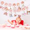13 Pcs Boho Rainbow First Birthday Photo Supplies Bohemian Rainbow Baby Monthly Milestone Photo Banner Pink Garland from Newborn to 12 Months for Boho Birthday Party Supplies Photo Booth Props Decor view 4