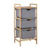 Bamboo Laundry Basket Tower - 3-Tier Bathroom Dresser with Pull-Out Fabric Baskets view 1