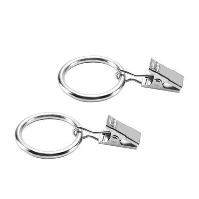 16Pcs Curtain Clip Rings with Hooks Metal 0.98" Inner Dia 0.14" Thickness Drapery Ring for Window Curtain Rods Silver Tone,Aicosineg