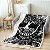 Erosebridal Tree of Life Moon Throw Blanket, Twin Size, Moon Phase Fleece, Black White Botanical Sherpa, Modern 3D Print, Plush Fluffy view 2