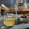 Please Seat Yourself Stemless Wine Glass,Wedding Favor Glasses,Clear Glass,Party Favor Glass for Events,Branding,and Gifts. view 4