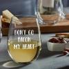 Don't Go Bacon My Heart,Stemless Wine Glass,Wedding Favor Glasses,Clear Glass,Party Favor Glass for Events,Branding,and Gifts. view 1