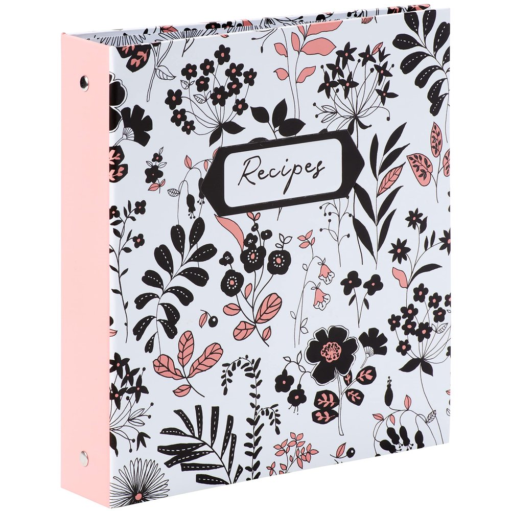 C.R. Gibson Night and Day Blush Pocket Page 3-Ring Recipe Card Book Binder, 8.32" W x 9.4" L, Multicolor