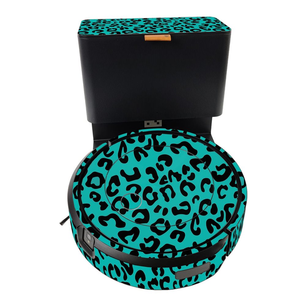 MightySkins Skin Compatible with iRobot Roomba j7+ - Teal Leopard | Protective, Durable, and Unique Vinyl Decal wrap Cover | Easy to Apply, Remove, and Change Styles | Made in The USA