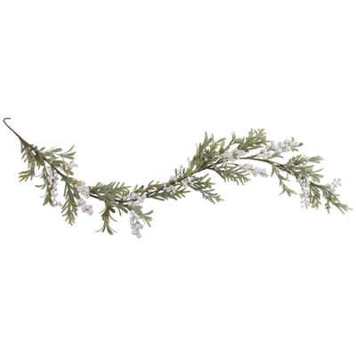 Northlight Artificial Christmas Garland with Frosted Foliage and Berries Unlit, 5' x 7", Green