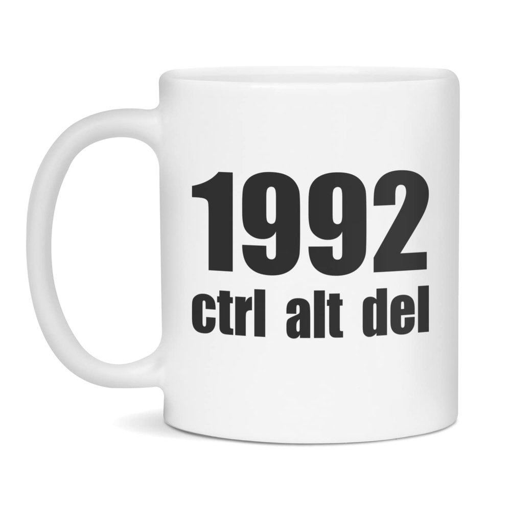 1992 Ctrl Alt Del Coffee Tea Mug for Friends Mom Dad Coworkers Boss, 11-Ounce White