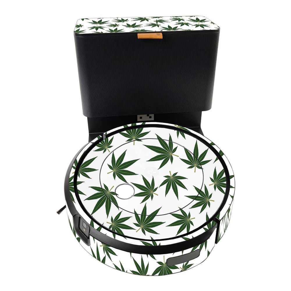 MightySkins Skin Compatible with iRobot Roomba j7+ - Pot Leaves Green | Protective, Durable, and Unique Vinyl Decal wrap Cover | Easy to Apply, Remove, and Change Styles | Made in The USA
