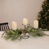 26" Triple Candle Holder with Frosted Foliage and Pine Cones Christmas Decor view 3