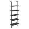 Monarch Specialties I 3683 Bookshelf, Bookcase, Etagere, Ladder, 5 Tier, 72" H, Office, Bedroom, Metal, Laminate, Black, Contemporary, Modern view 1